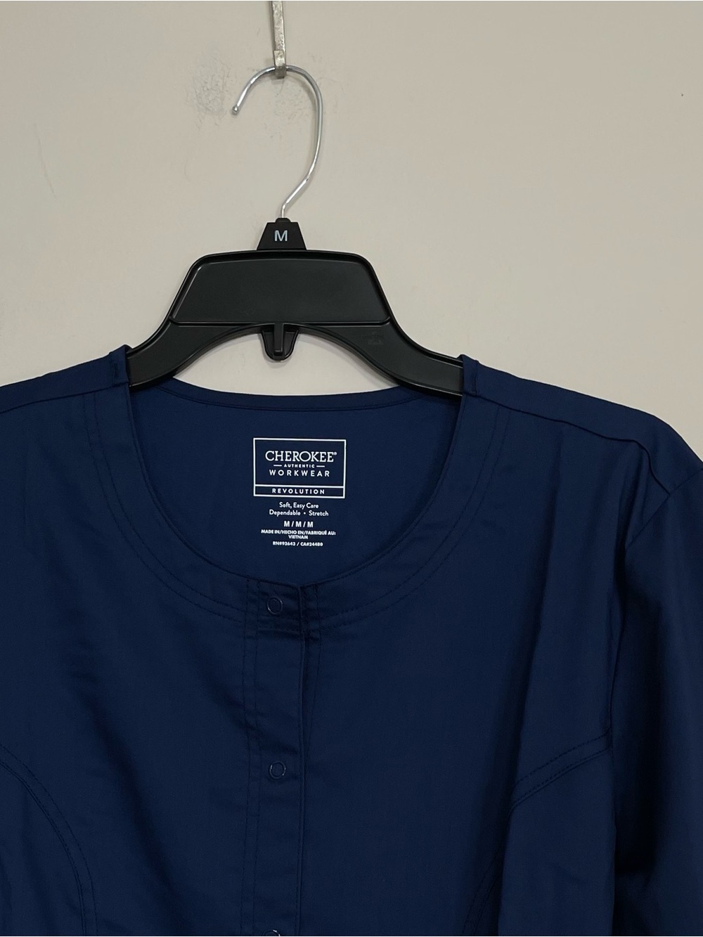 Cherokee Navy Round-Neck Scrub Medical Jacket~ Sz M *NWT Medical Staff - Picture 2 of 9